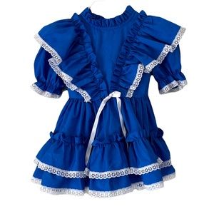 Vintage Kandy Ann Cobalt Blue With White Lace Trim Size 3T